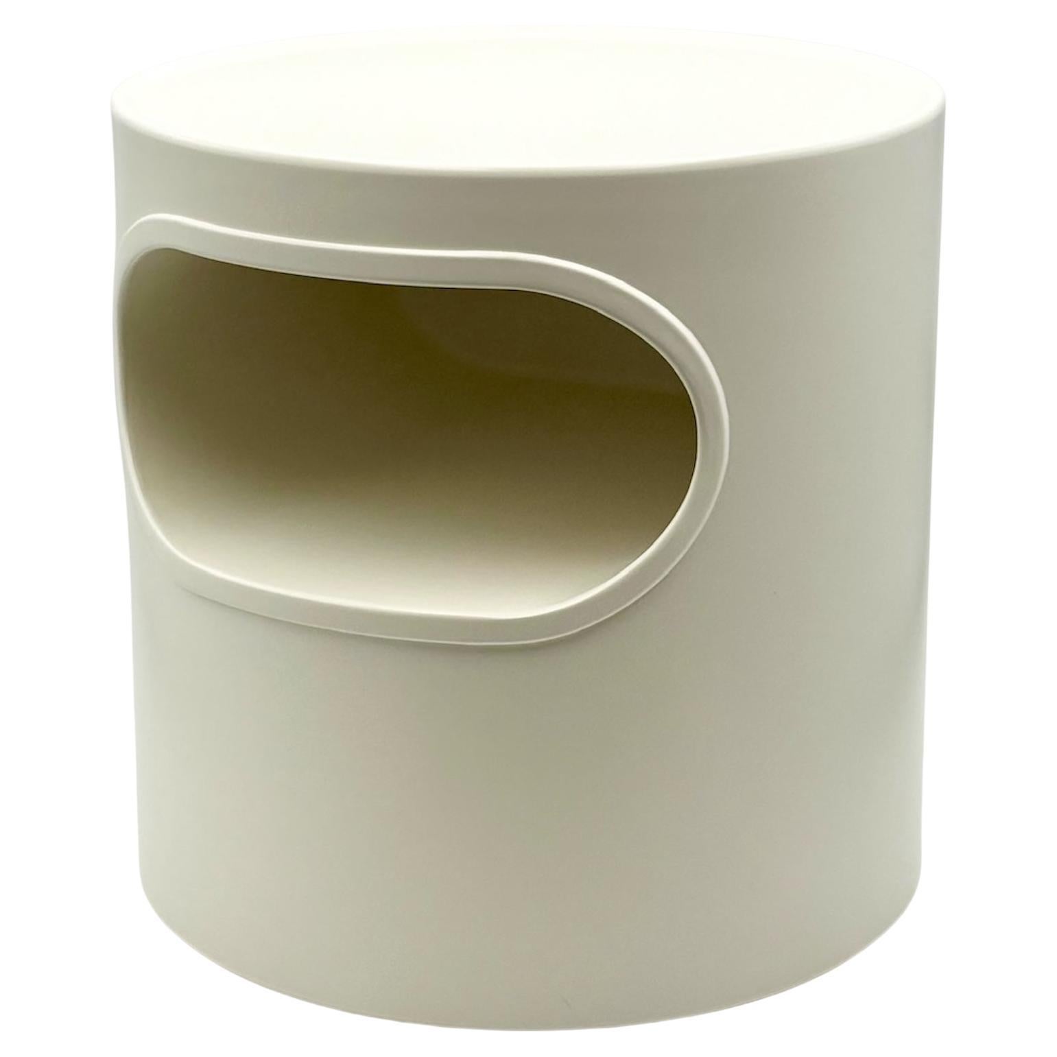 1970s Italian Space Age White Artemide Giano Vano Plastic Side Table
