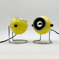 1970s Italian Space Age Yellow Eyeball Table Lamps by Targetti Sankey