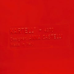 1970s Italian Square ABS Storage Unit by Kartell, Red Modular Cabinet