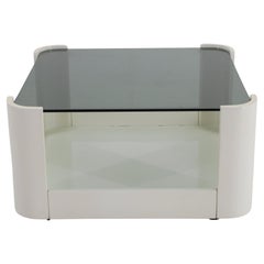 Italienischer quadratischer Couchtisch aus Glas, 1970er Jahre
