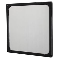 1970s Italian Square Mirror in Black Lacquered Frame