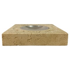 Vintage 1970S Italian Square Travertine Dish