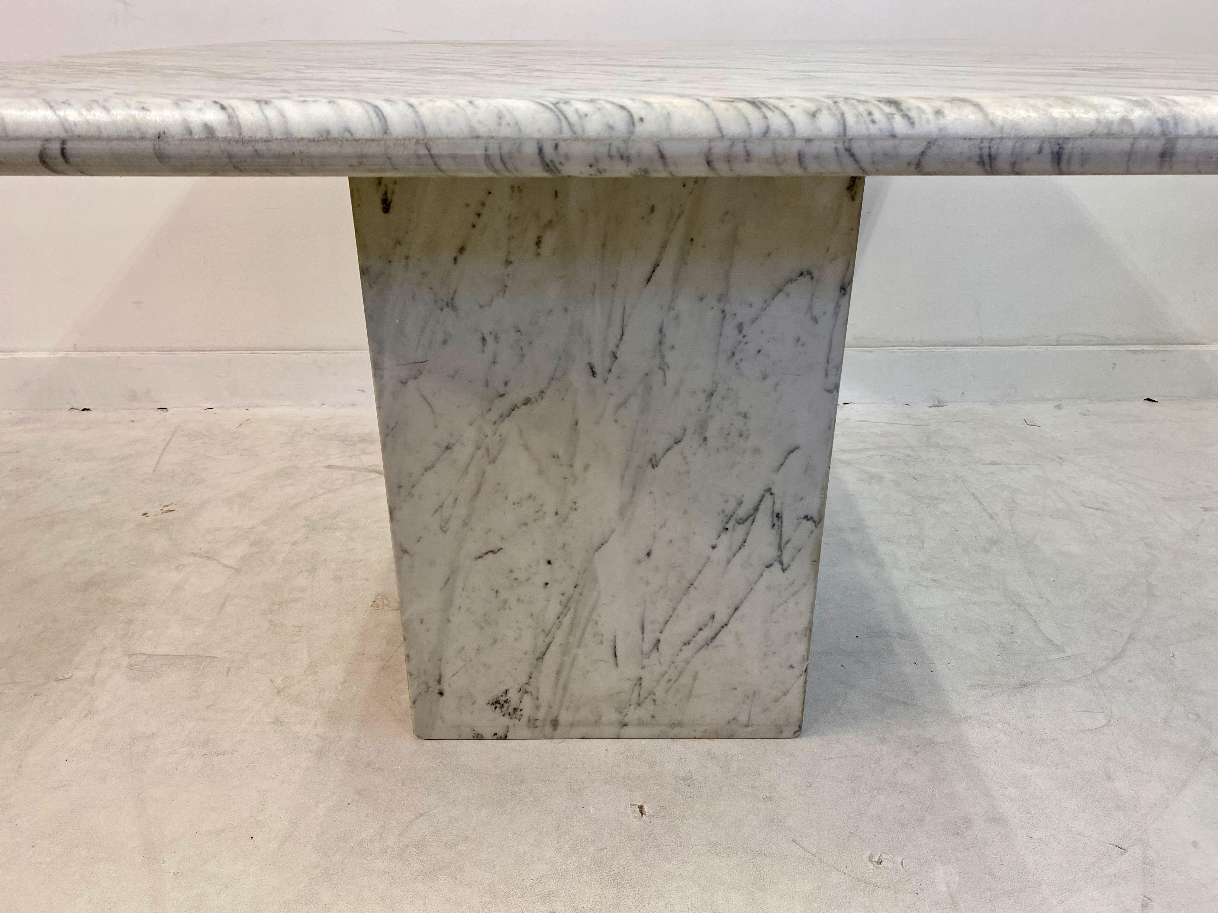 20th Century 1970s Italian Square White Marble Dining Table