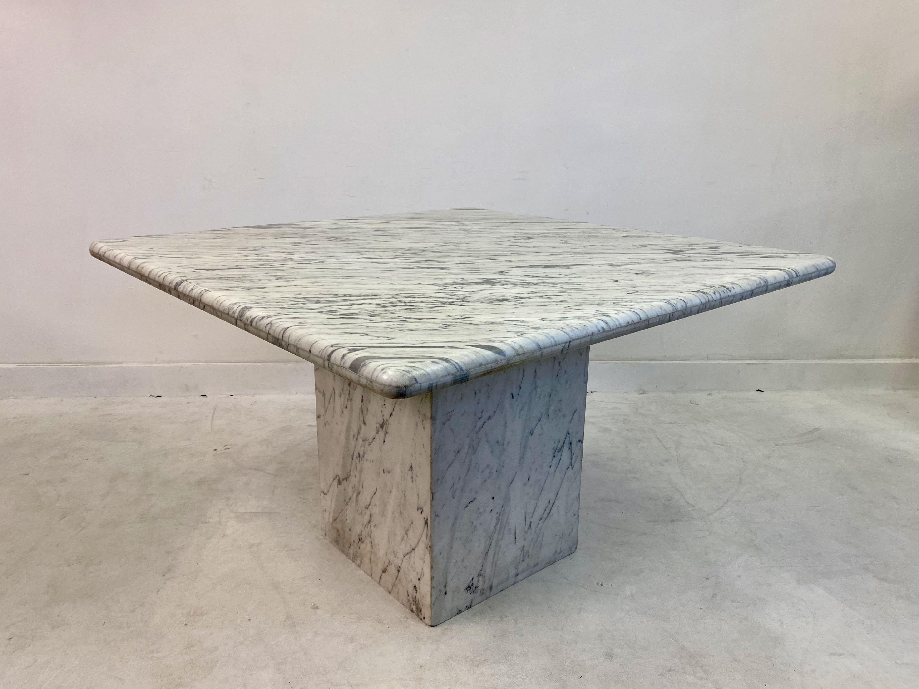 1970s Italian Square White Marble Dining Table 4