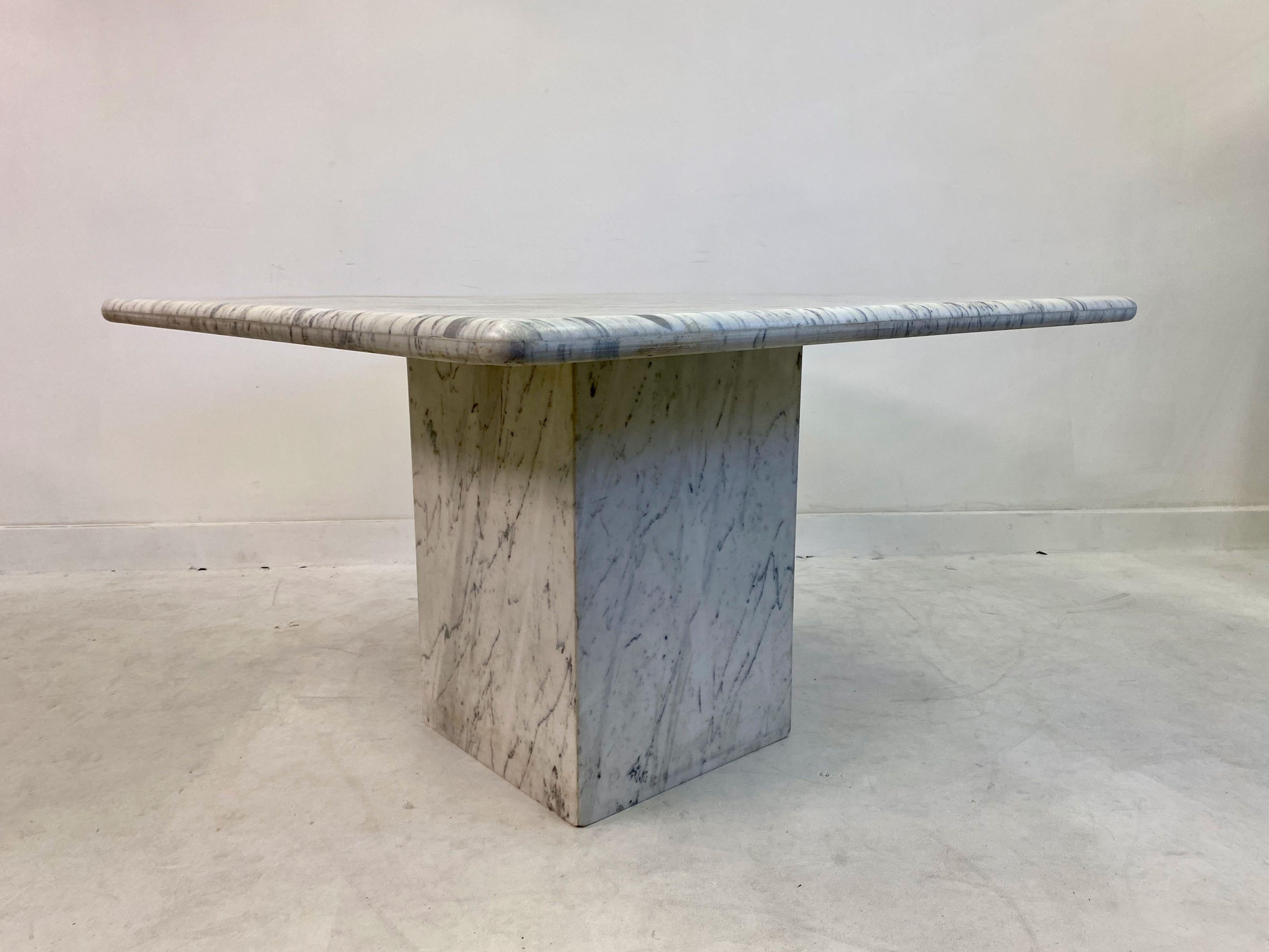 1970s Italian Square White Marble Dining Table 5