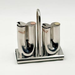 1970s Italian Stainless Steel Oil and Vinegar Cruet Set Stella Metallurgica Lux