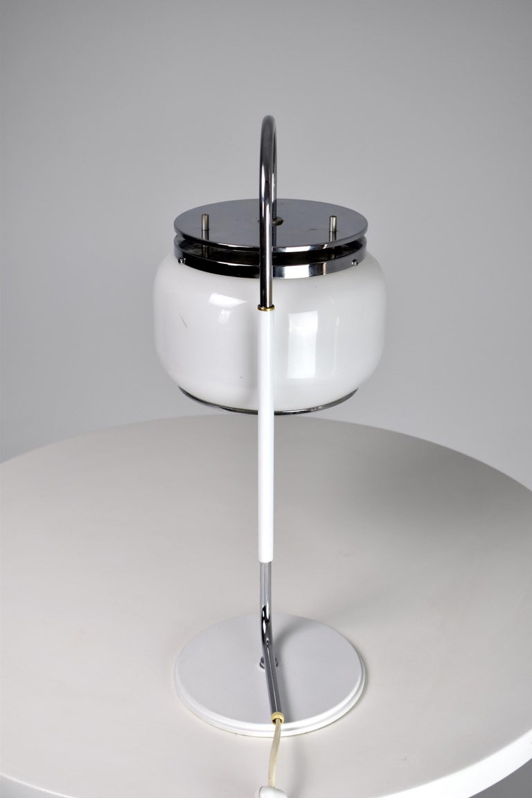 1970's Italian Stainless Steel Table Lamp For Sale at 1stDibs