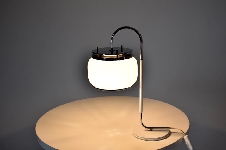 1970's Italian Stainless Steel Table Lamp For Sale at 1stDibs