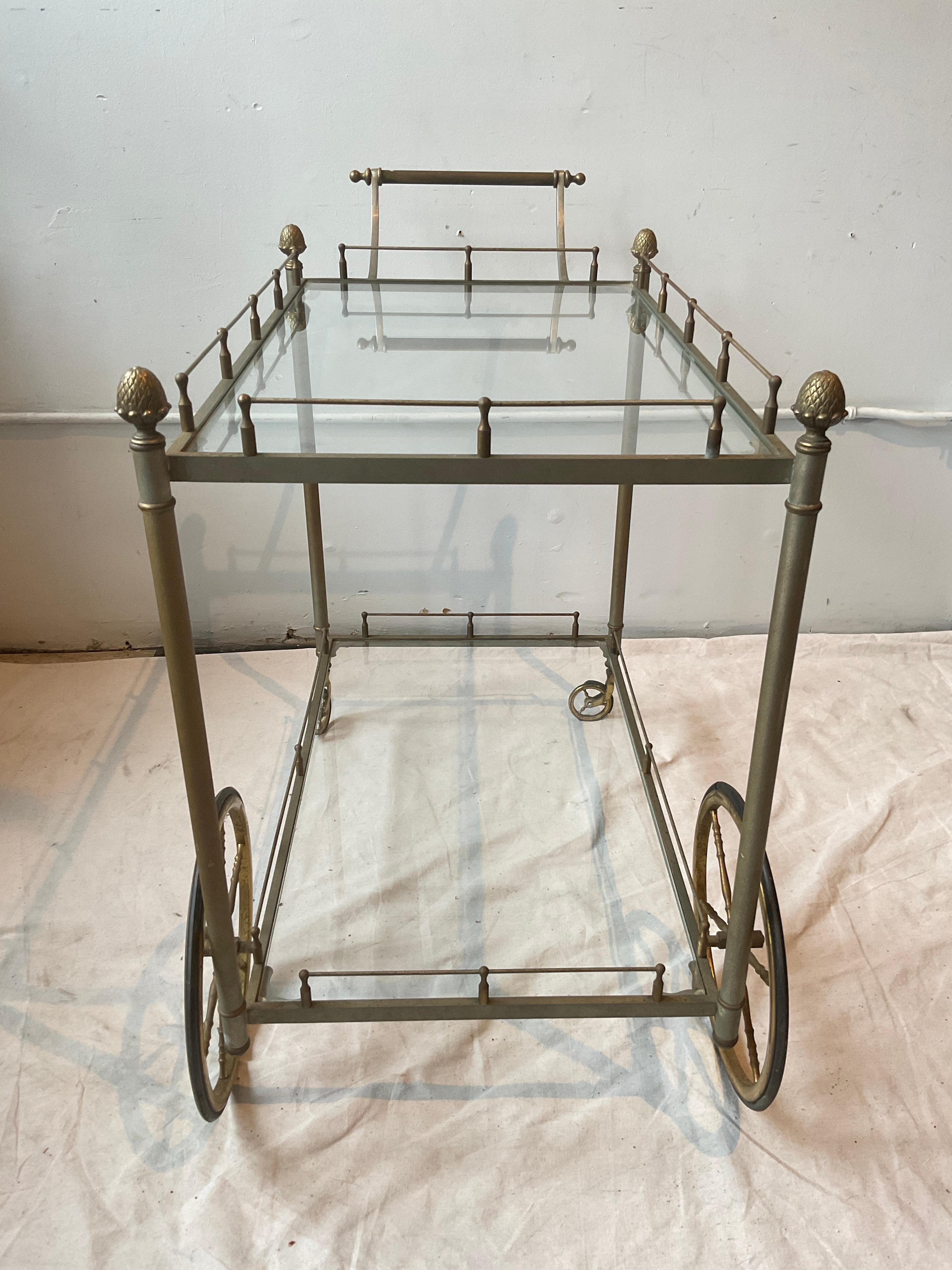 Carrello da bar italiano degli anni '70 in acciaio e ottone in vendita 1