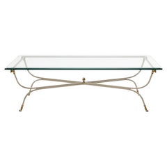 1970s Italian Steel And Glass Neoclassical Maison Jansen Style Coffee Table