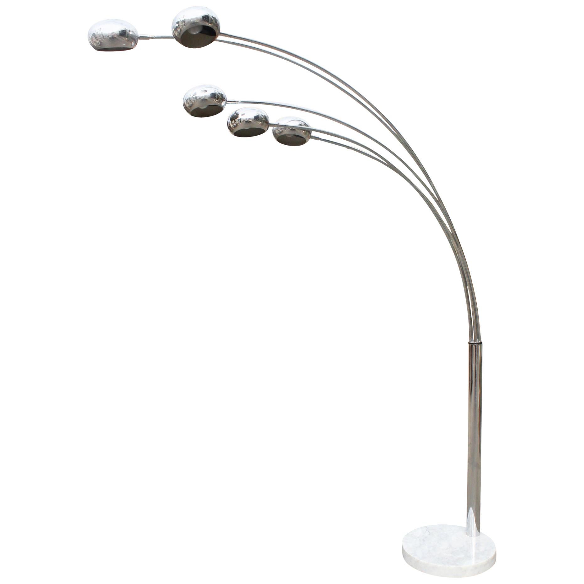 1970s Italian Steel Design Floor Lamp with Marble Base