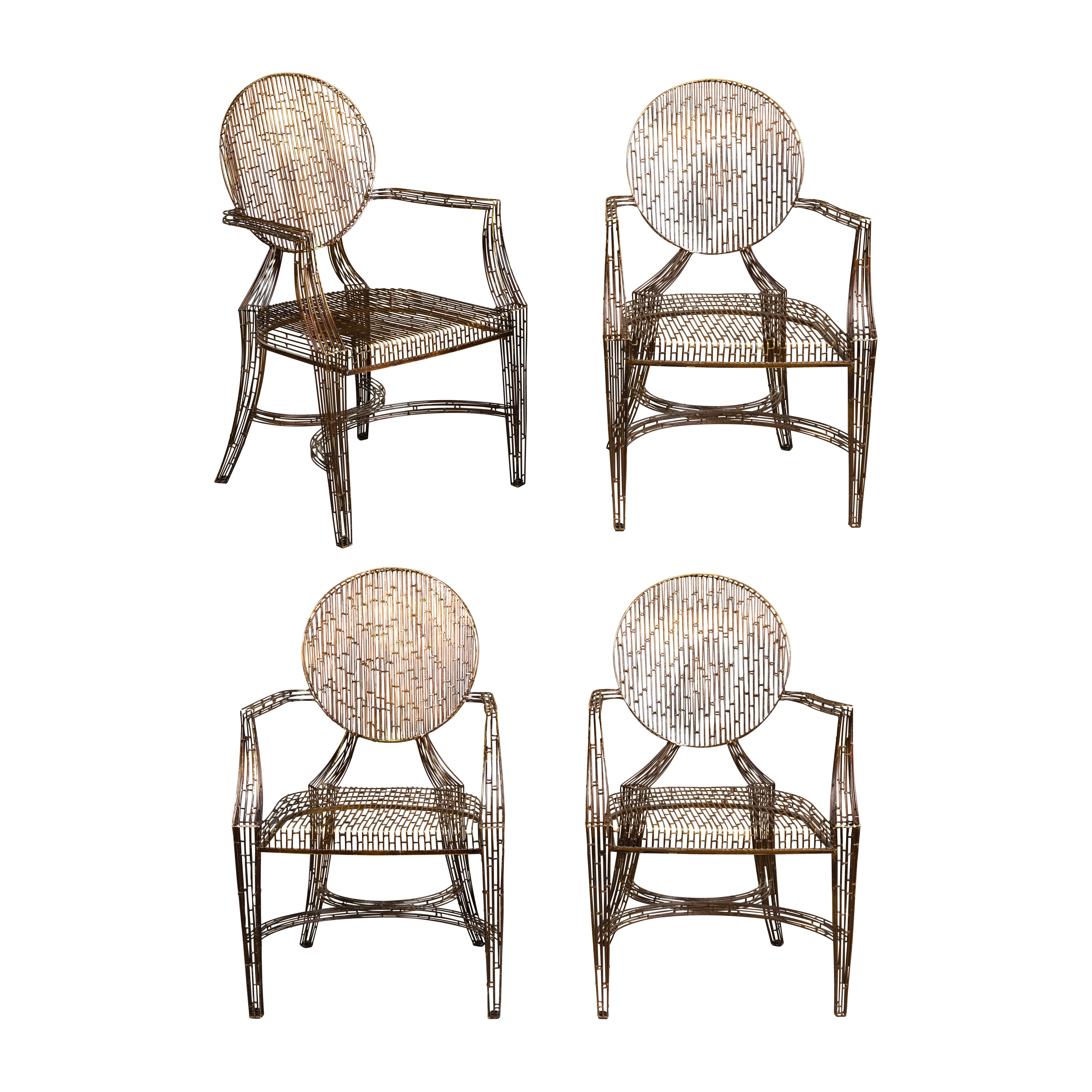 1970s Italian Steel Patio or Garden Armchairs with Round Backs, Set of Four 14