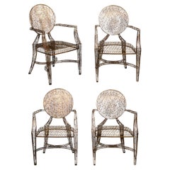 1970s Italian Steel Patio or Garden Armchairs with Round Backs, Set of Four