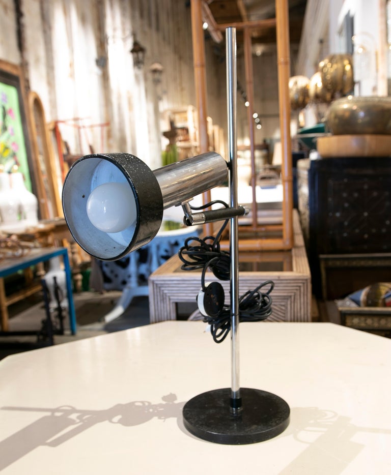 1970s Italian Table Lamp in Steel and Iron For Sale at 1stDibs