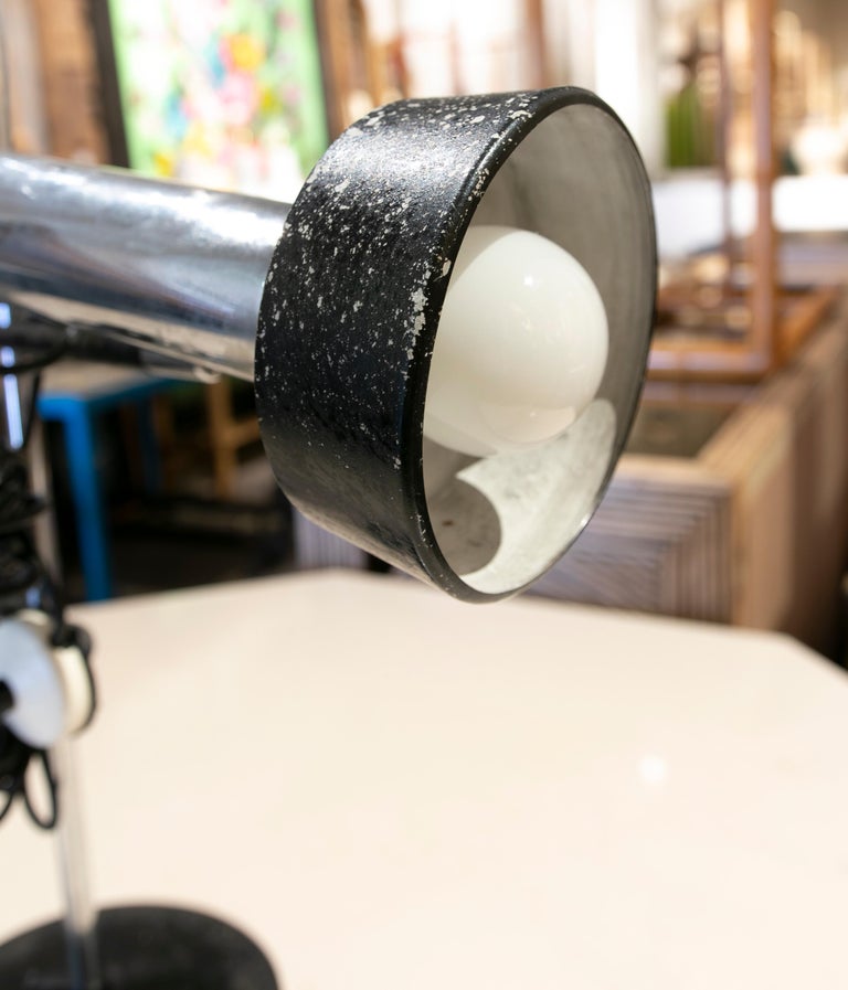 1970s Italian Table Lamp in Steel and Iron For Sale at 1stDibs