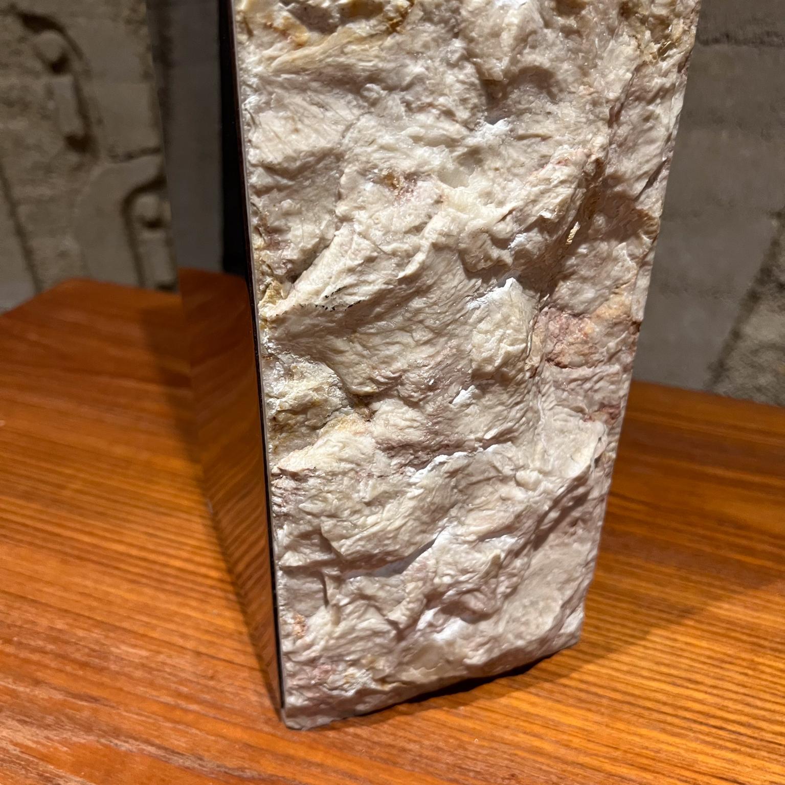1970s Italian Table Lamp Raw Edge Travertine Stainless  For Sale 5