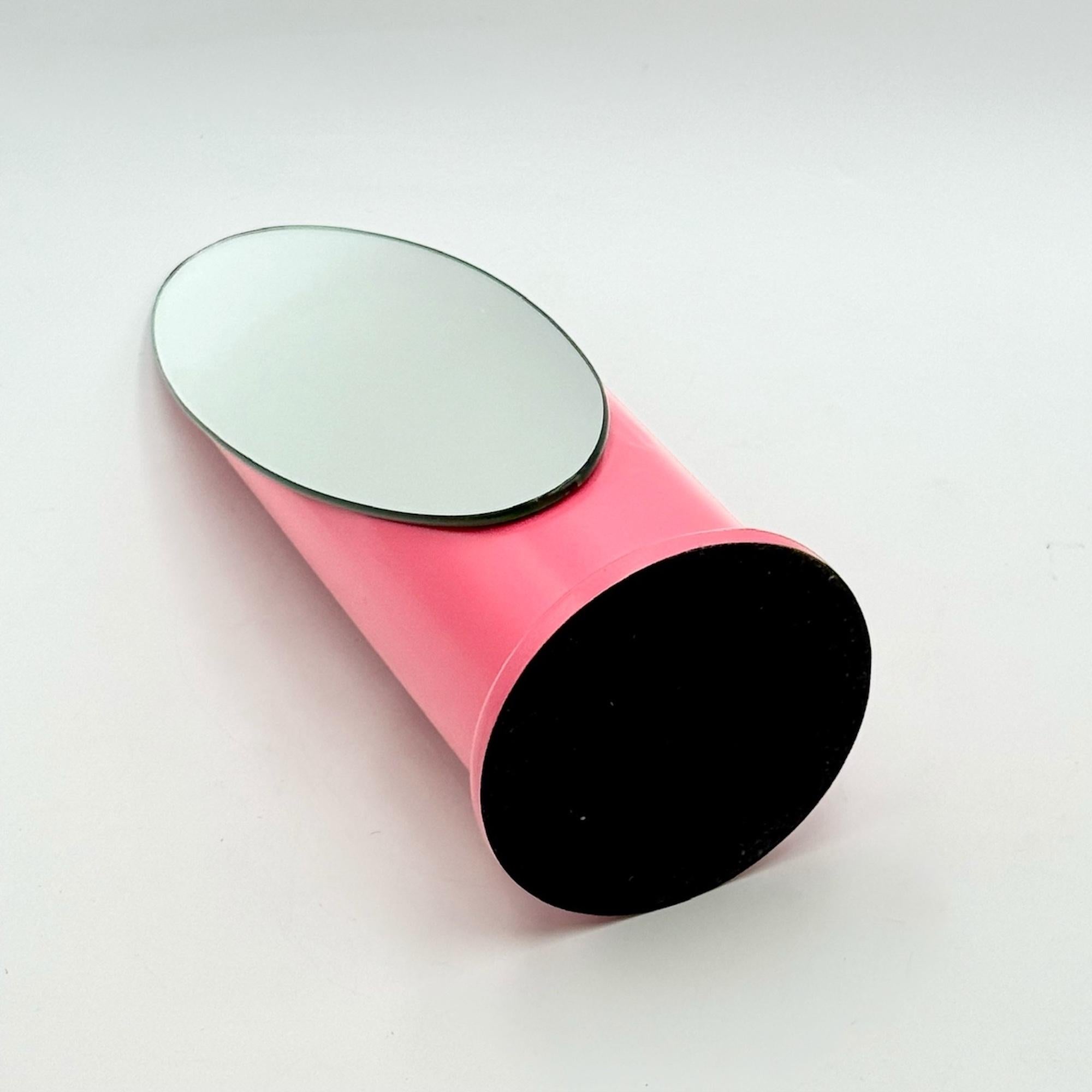 Miroir de table italien des années 1970 en plastique fuchsia et verre Pop Style en vente 4