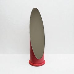 Miroir de table italien des années 1970 en plastique fuchsia et verre Pop Style