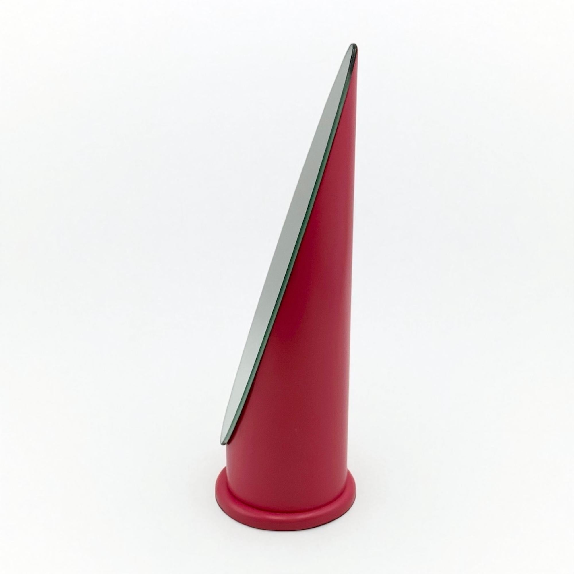 Miroir de table italien des années 1970 en plastique fuchsia et verre Pop Style en vente 1