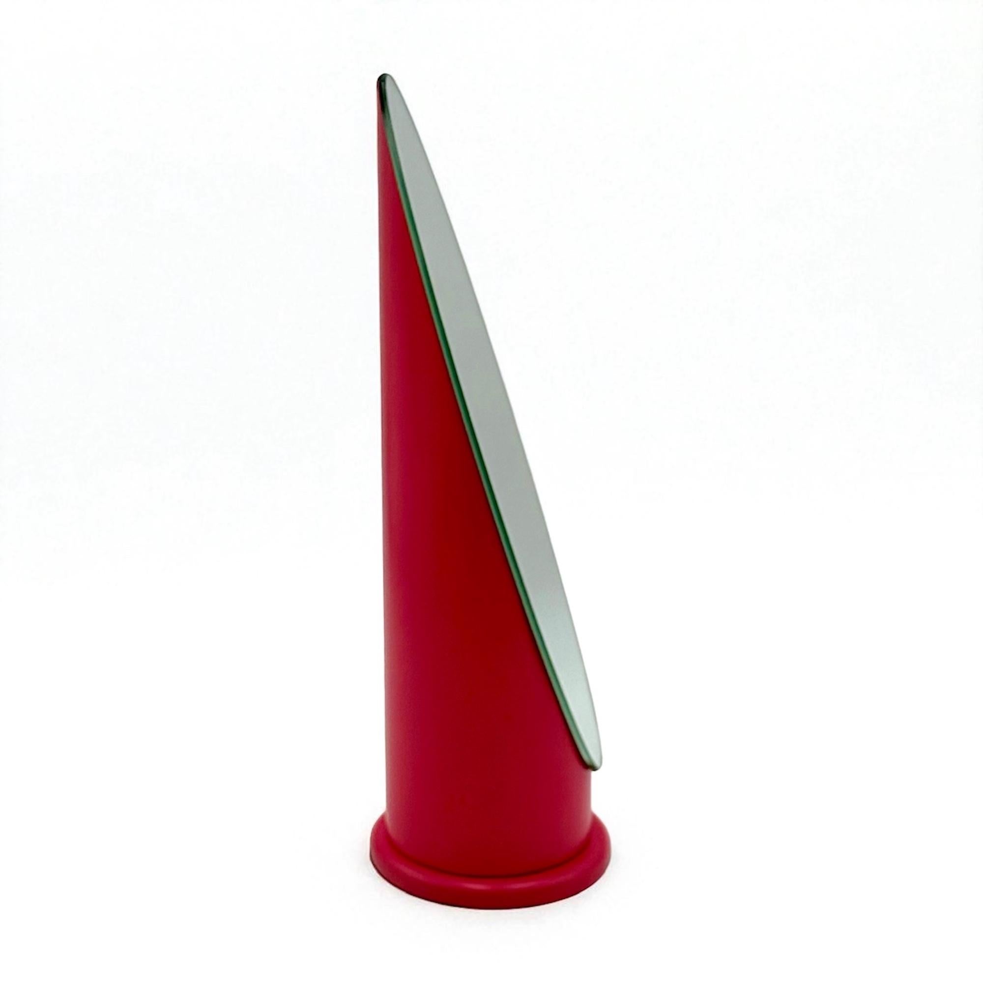 Miroir de table italien des années 1970 en plastique fuchsia et verre Pop Style en vente 2