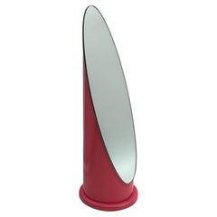 Miroir de table italien des années 1970 en plastique fuchsia et verre Pop Style