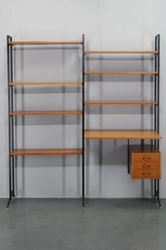 1970s Italian Teak Shelves Unit With Desk