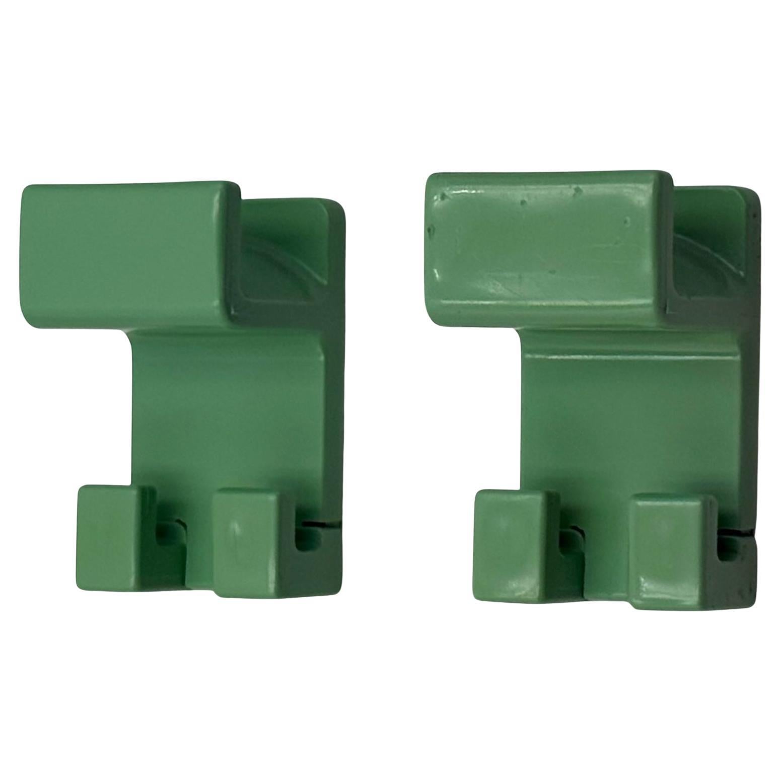 1970s Italian Teal Green Plastic Wall Hooks by Olaf von Bohr for Gedy