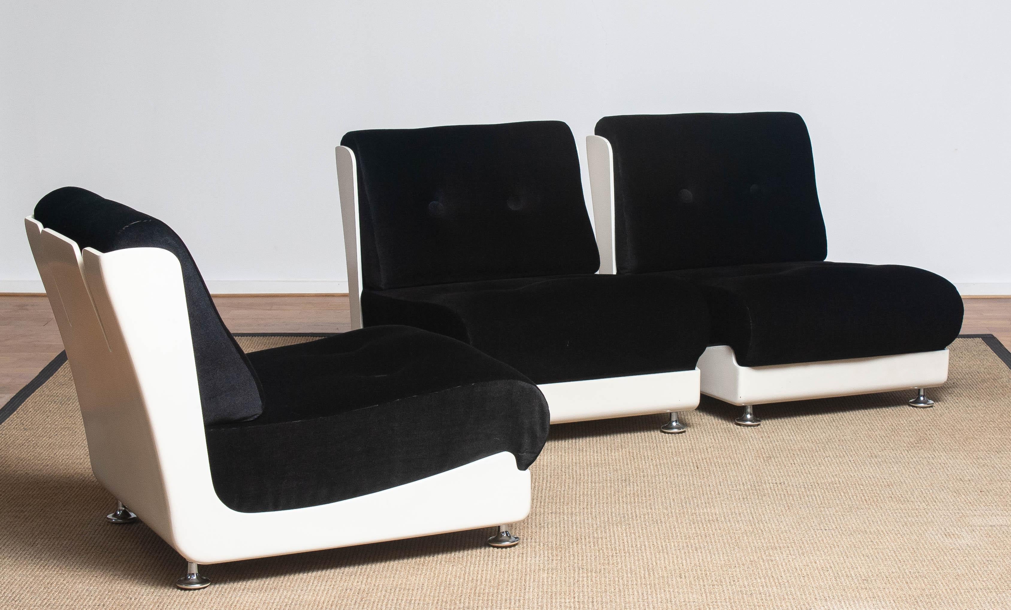 Modern 1970's Italian Three Roche Bobois Lounge Easy Chairs Designed by Mario Bellini