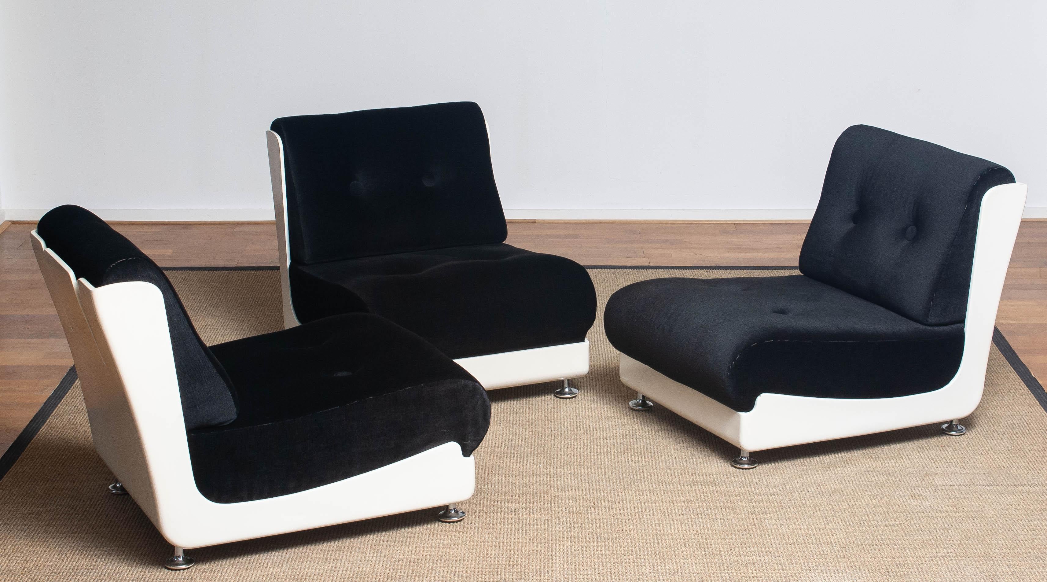 1970's Italian Three Roche Bobois Lounge Easy Chairs Designed by Mario Bellini In Good Condition In Silvolde, Gelderland