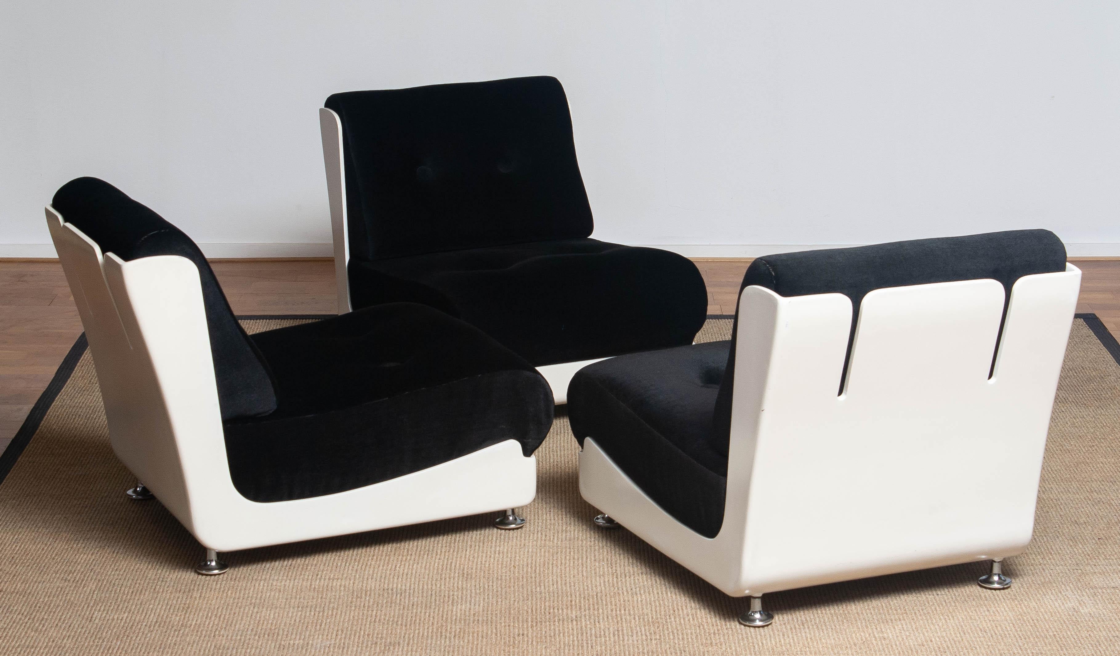 Late 20th Century 1970's Italian Three Roche Bobois Lounge Easy Chairs Designed by Mario Bellini
