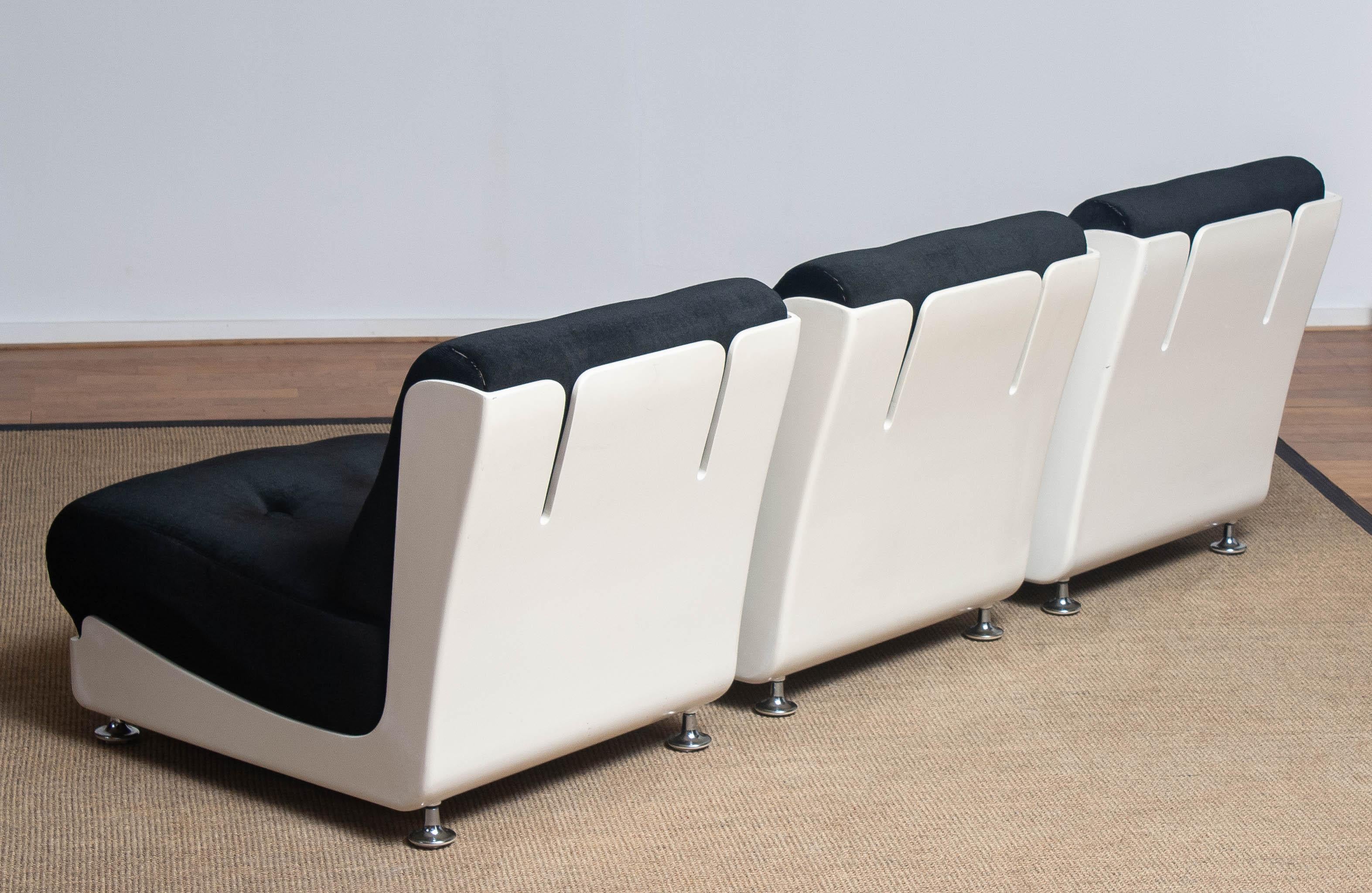 1970's Italian Three Roche Bobois Lounge Easy Chairs Designed by Mario Bellini 1