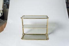1970s Italian Three-Tier Brass & Glass Trolley