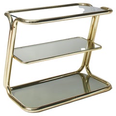 1970s Italian Three-Tier Brass & Glass Trolley