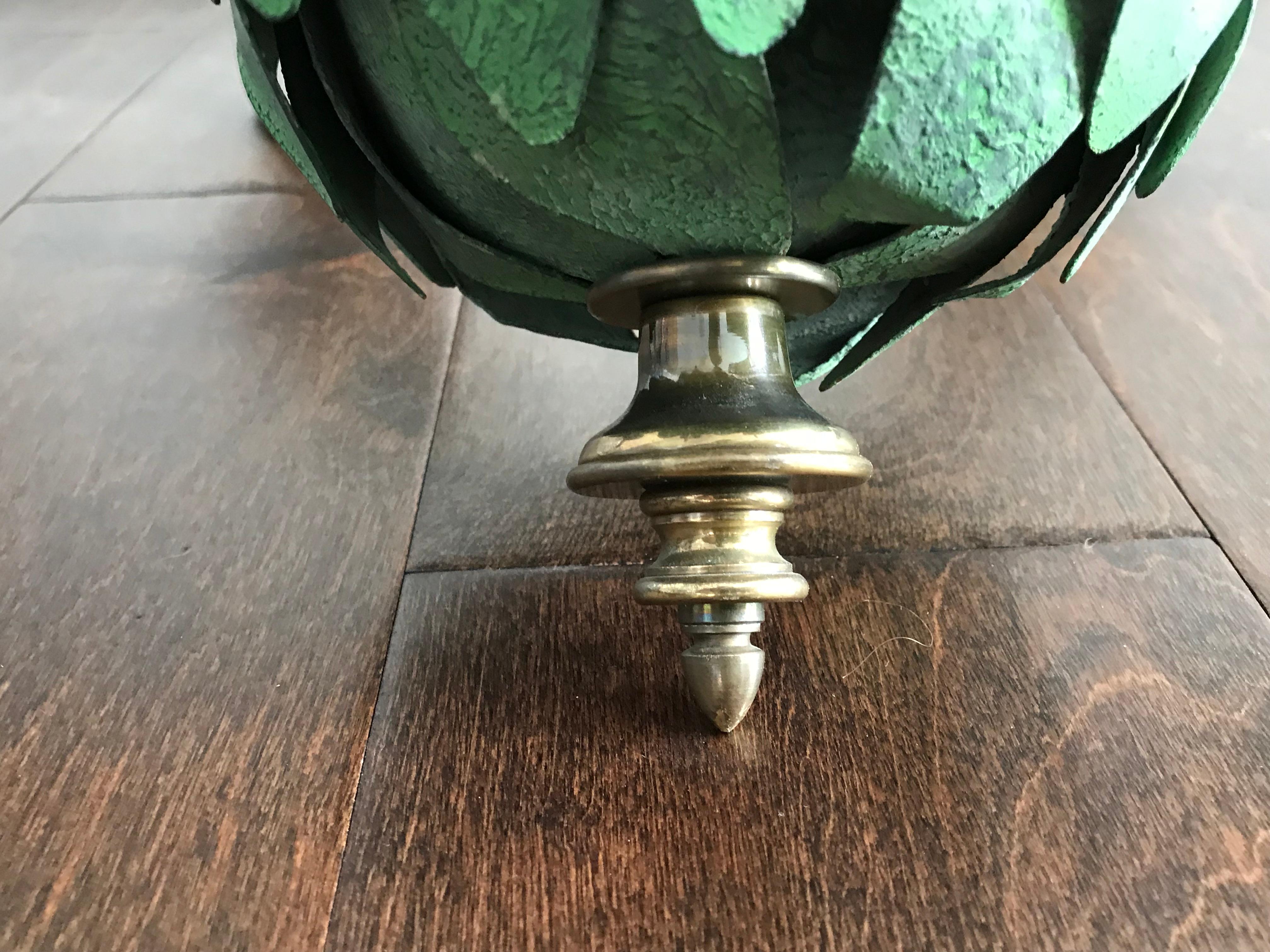 20th Century 1970s Italian Tole and Brass Palm Tree Six-Arm Chandelier