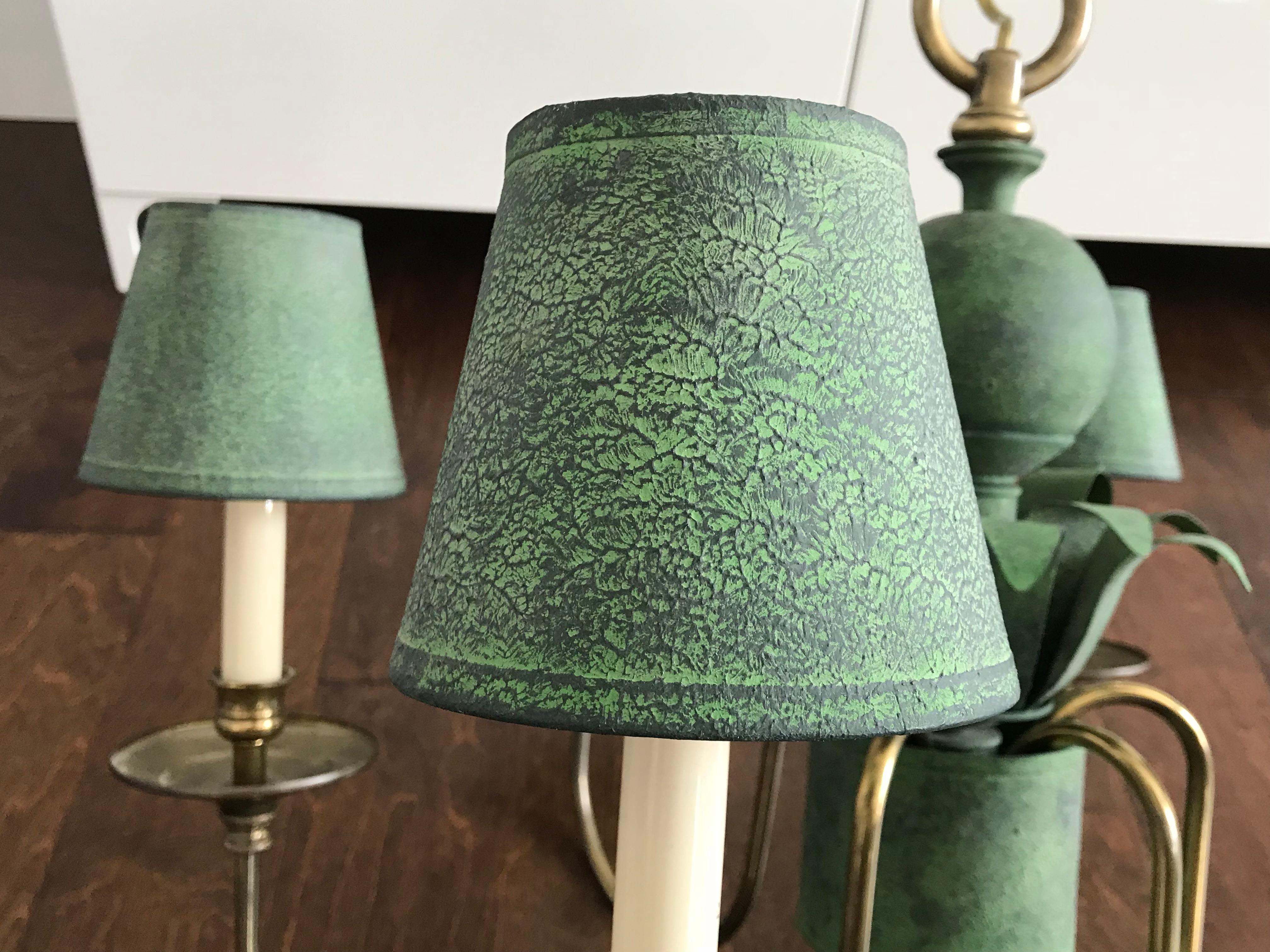 1970s Italian Tole and Brass Palm Tree Six-Arm Chandelier 1