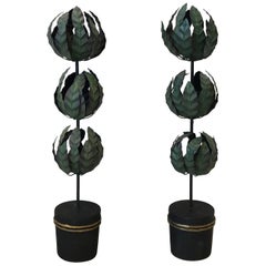 1970s Italian Tole Topiary Sculptures, Pair