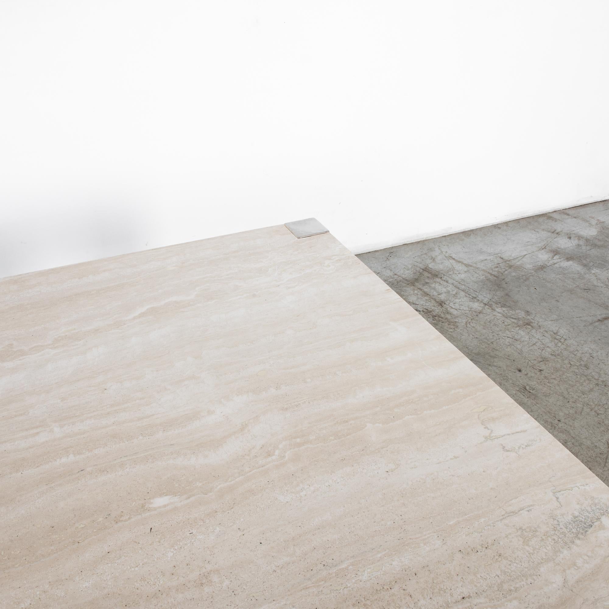 1970s Italian Travertine and Brass Coffee Table 4