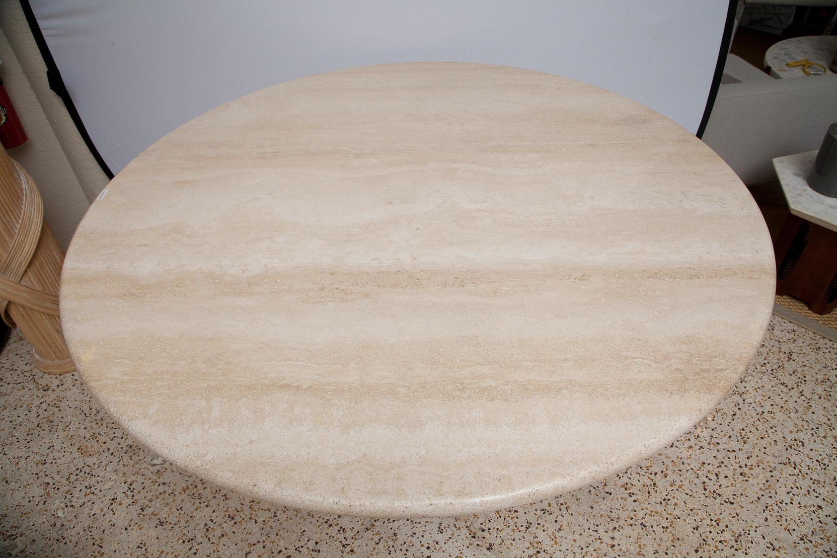 1970s Italian Travertine Center or Dining Table in the Style of Mario Bellini 2