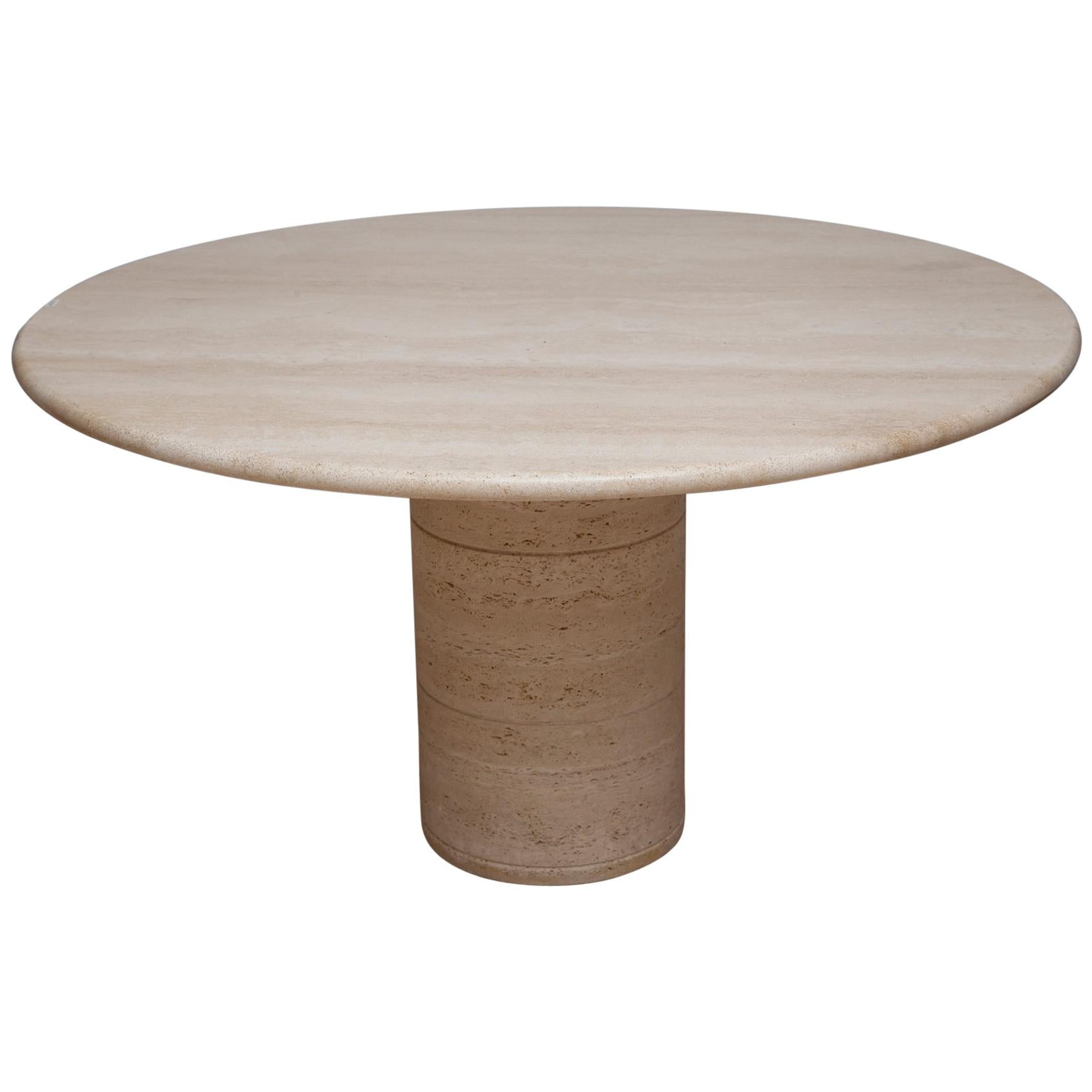 1970s Italian Travertine Center or Dining Table in the Style of Mario Bellini