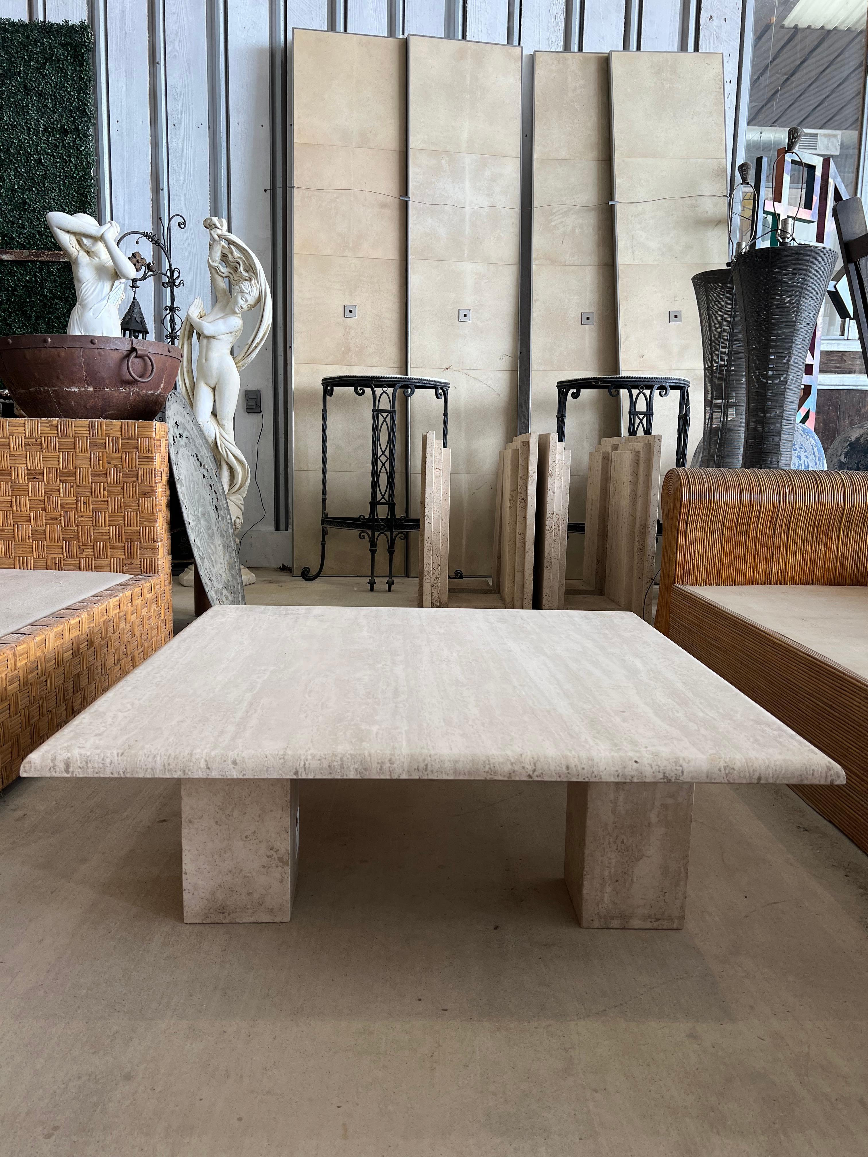 Modern 1970’s Italian Travertine Coffee Table  For Sale