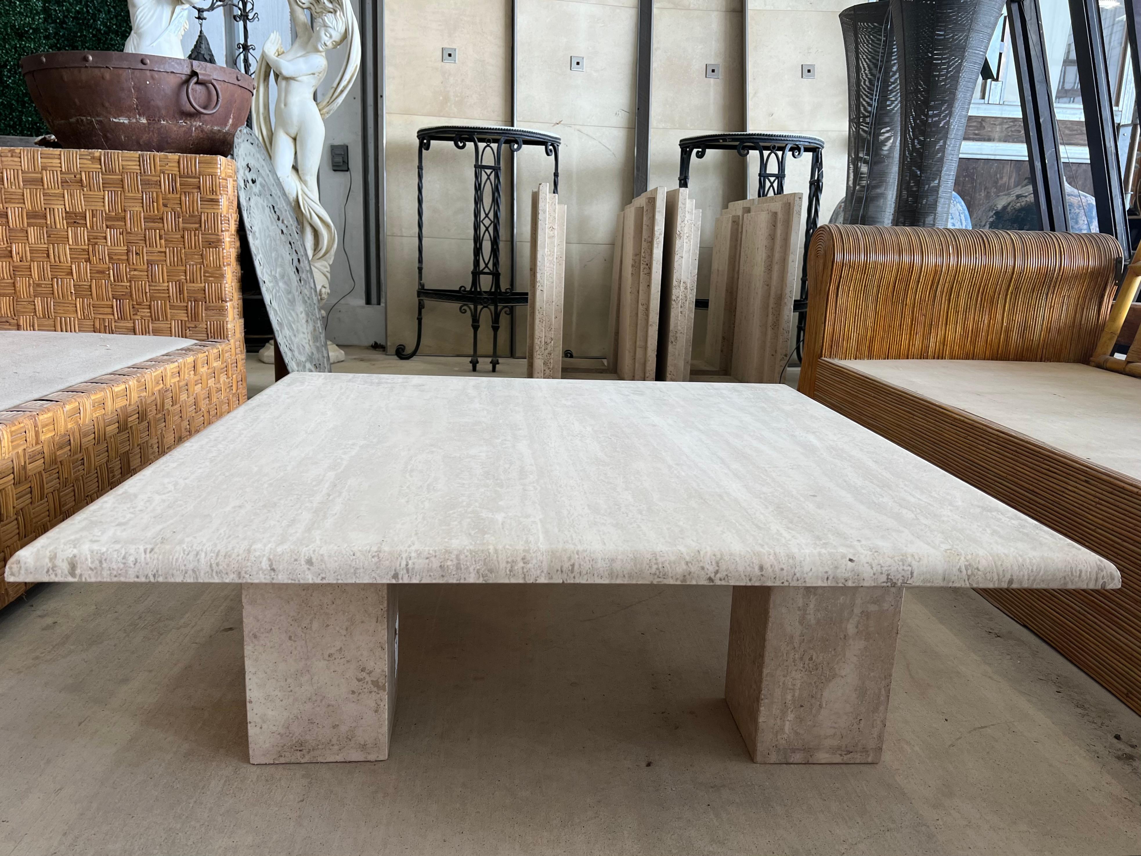 1970’s Italian Travertine Coffee Table  In Good Condition For Sale In Chicago, IL