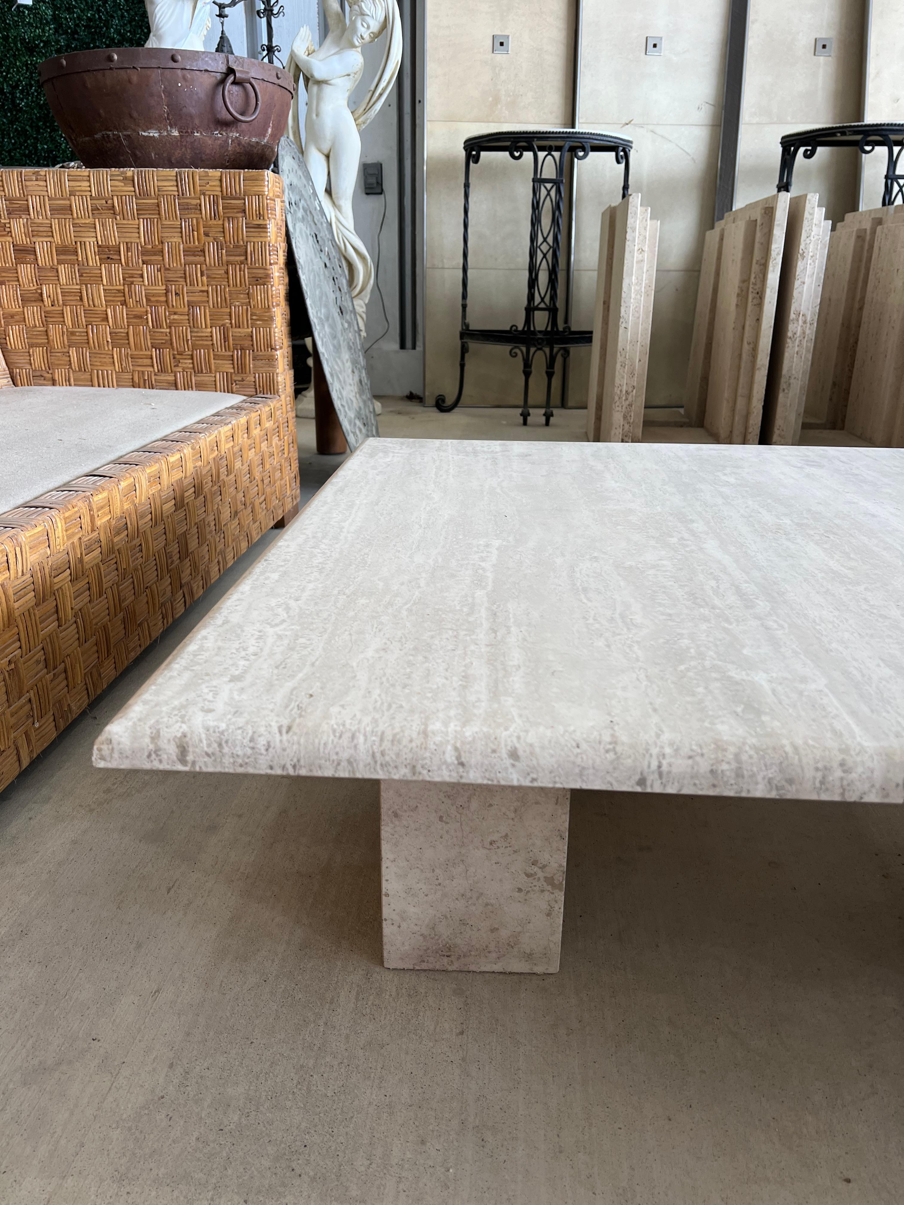 Late 20th Century 1970’s Italian Travertine Coffee Table  For Sale