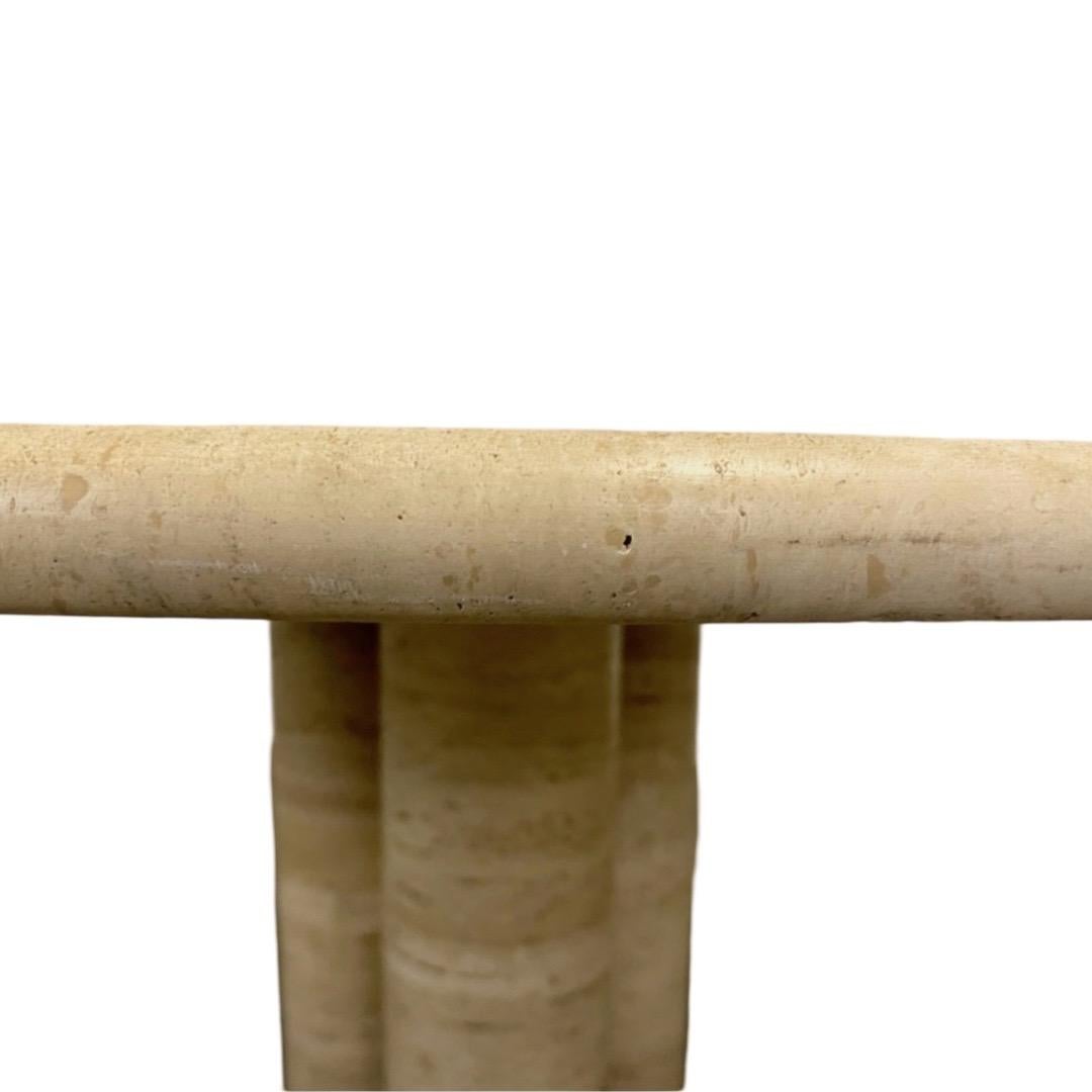 Italian 1970's travertine column round dining table by Mario Bellini In Good Condition In London, GB