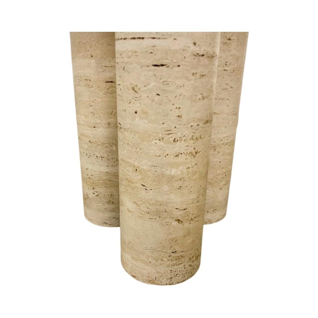 Italian 1970's travertine column round dining table by Mario Bellini 1