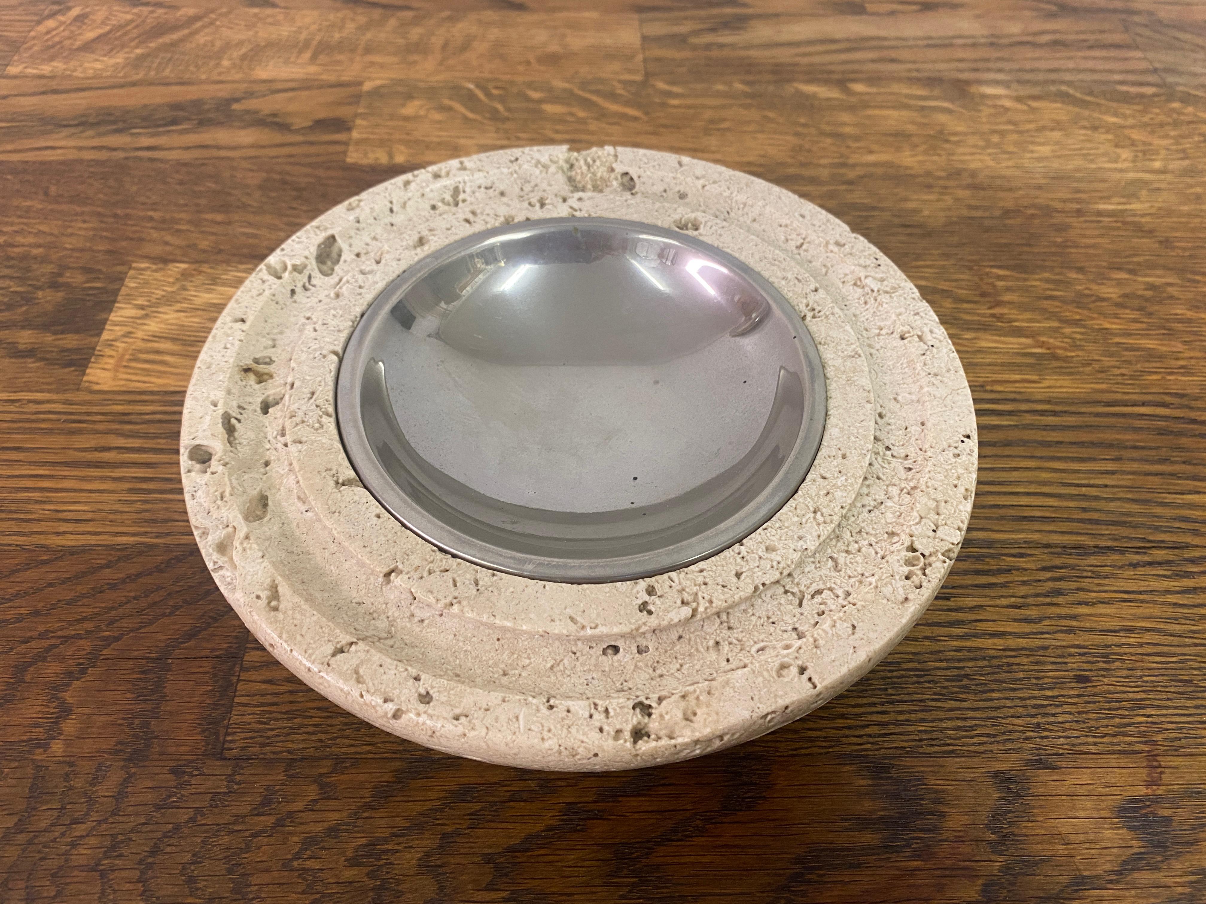 1970S Italian Travertine Dish In Good Condition For Sale In London, London
