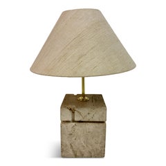 Lampe italienne en travertin des années 1970 par Fratelli Manelli