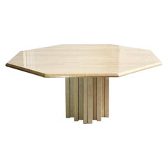 1970s Italian Travertine Octagonal Coffee Table