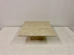 1970s Italian Travertine Square Coffee Table