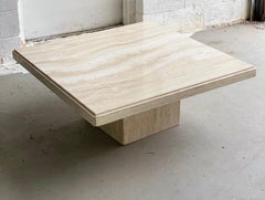 1970s Italian Travertine Square Coffee Table