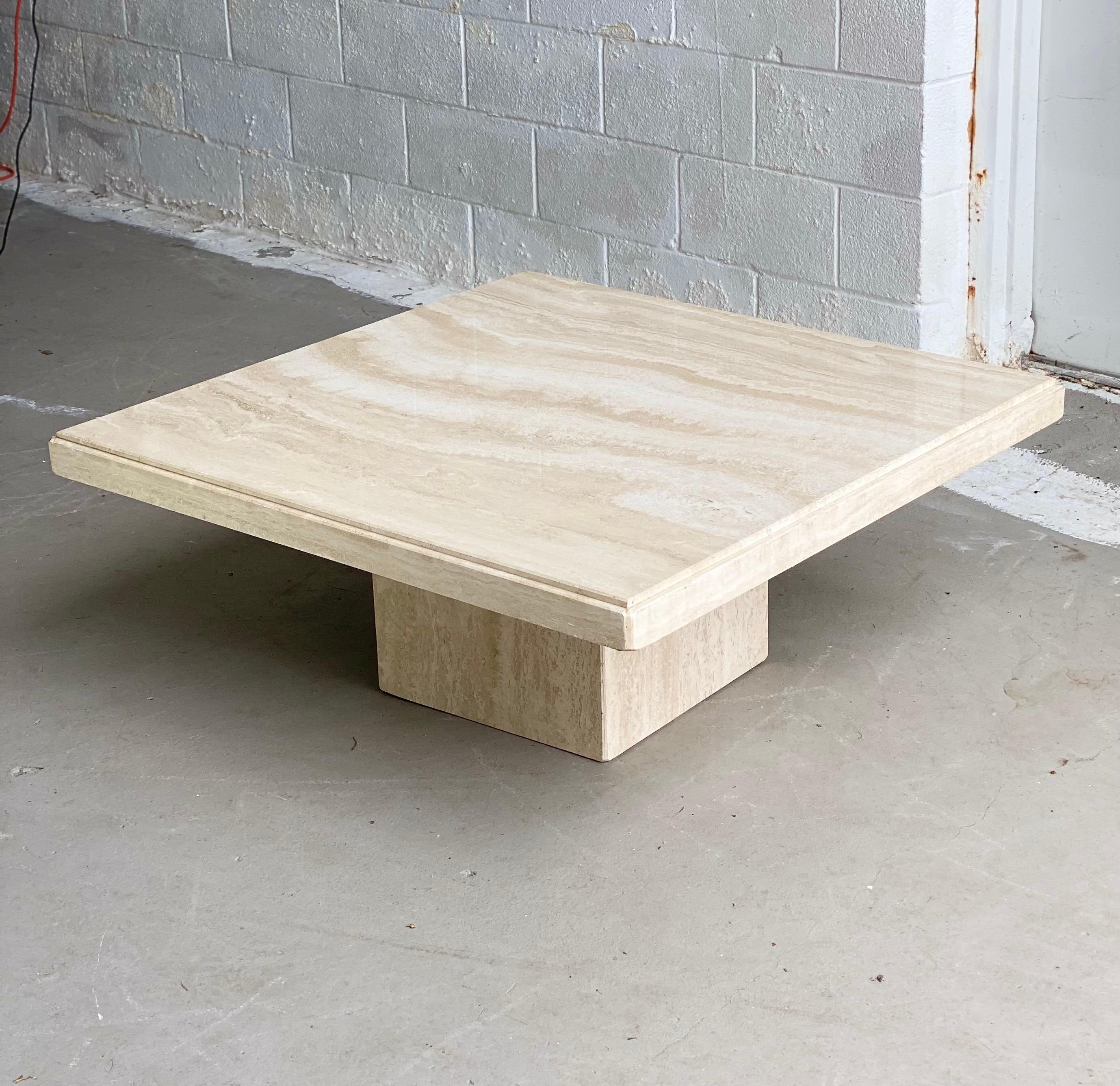 square travertine coffee table